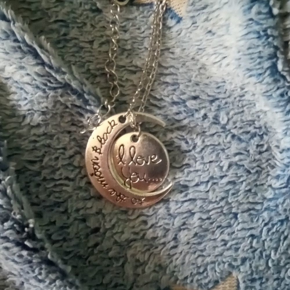 Silver necklace, I love you to the moon and back. - Picture 3 of 4
